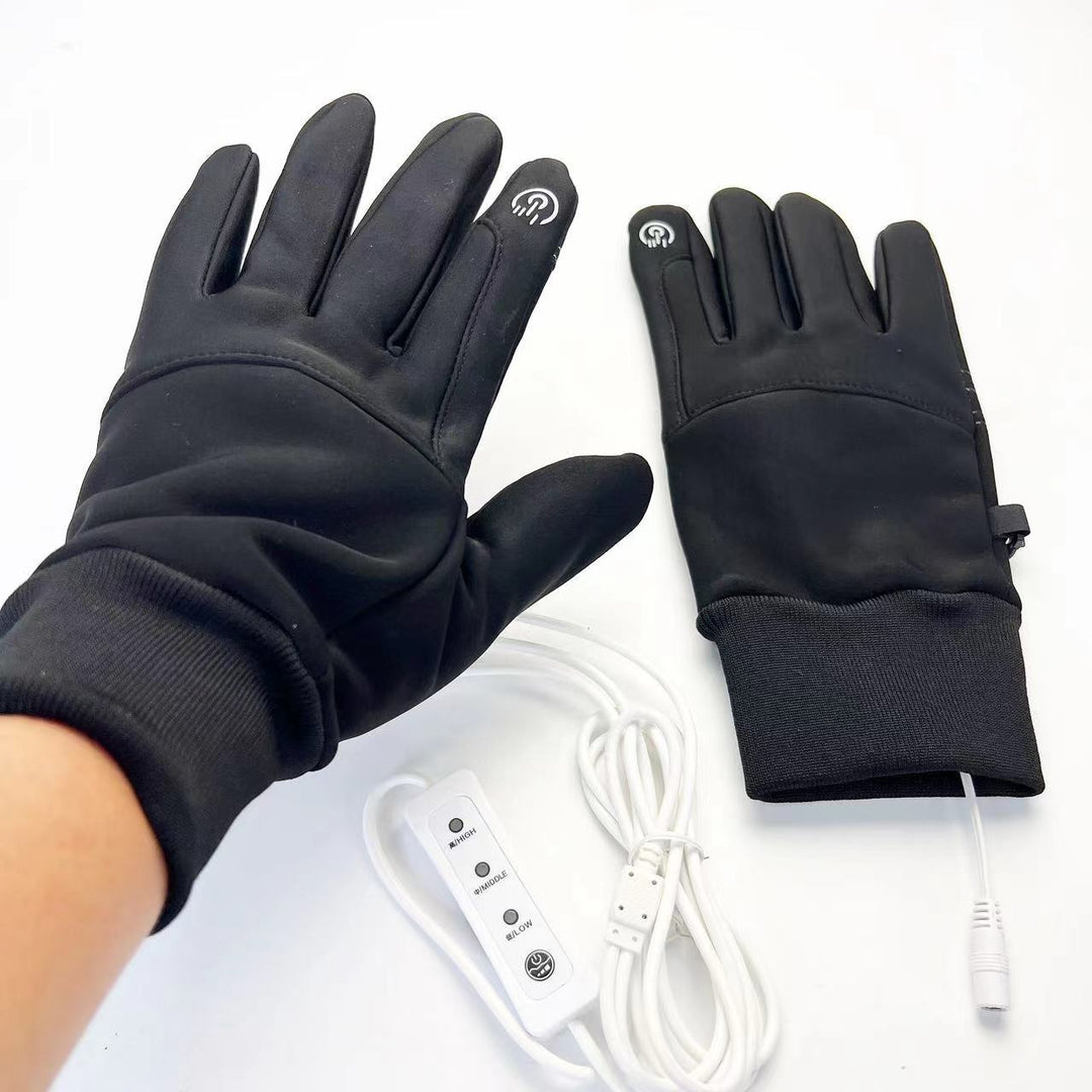 Black USB heated waterproof gloves
