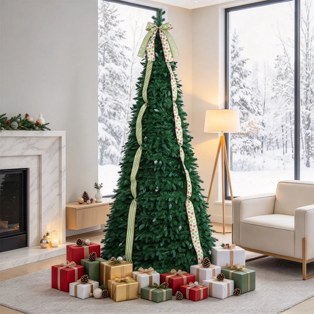 Pop up Christmas tree with satin ribbons