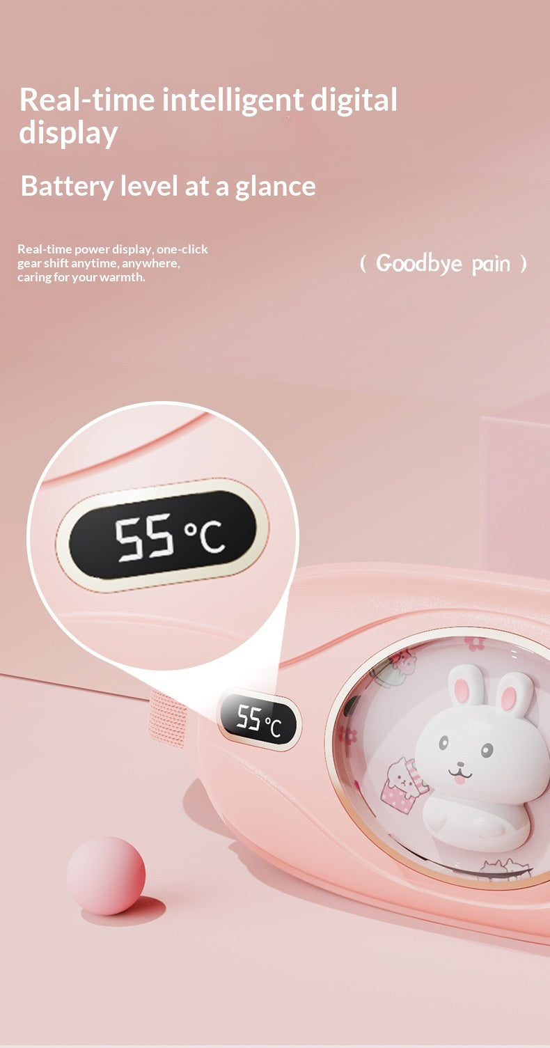 Pink bunny-face warming belt on a waist strap