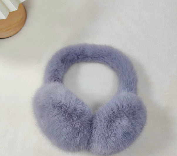 Fluffy white faux fur earmuffs