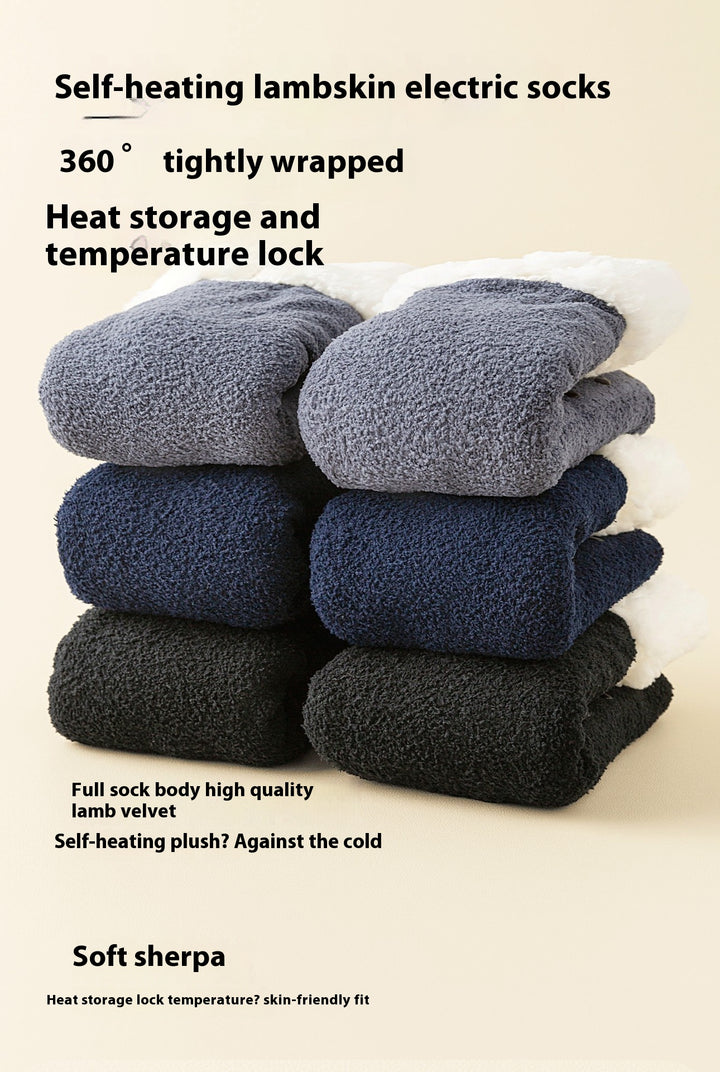 Fleece-lined heated socks with a duck design