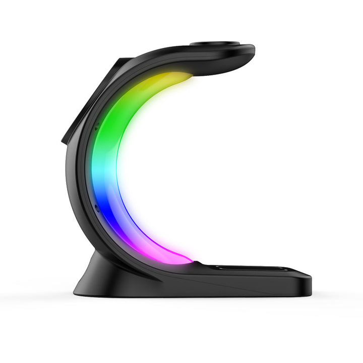 Magnetic wireless charging station with RGB light
