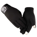 Men's black touchscreen gloves with buckle cuff