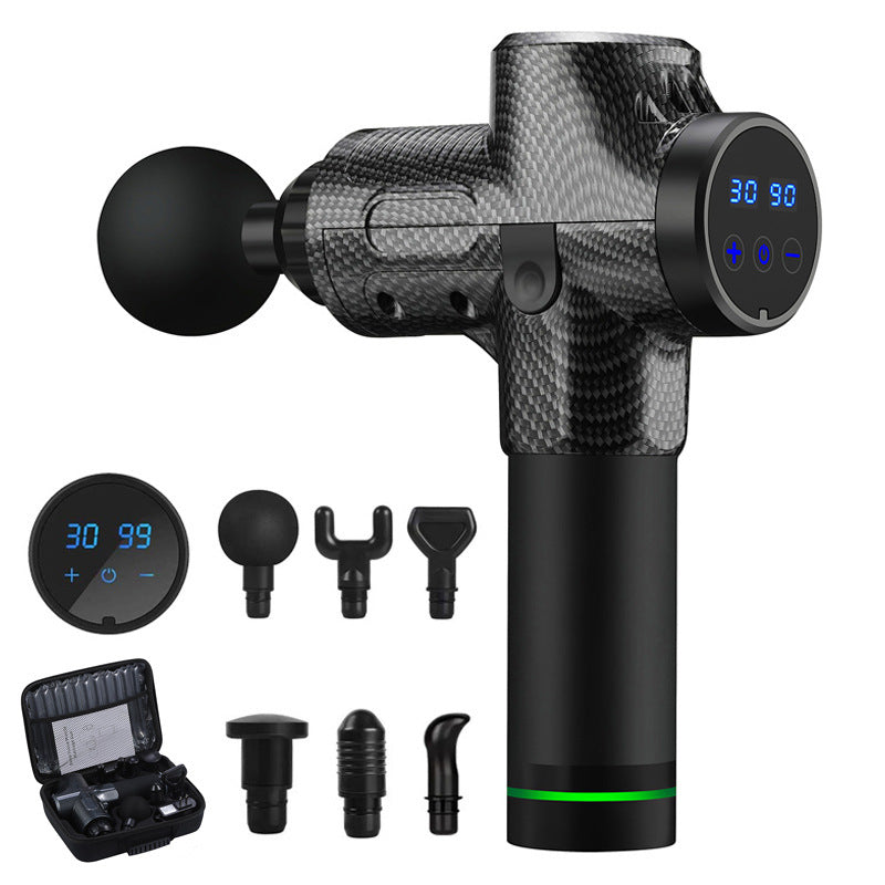 Massage gun with LCD screen and heads