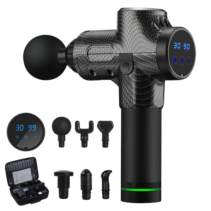 Massage gun with LCD screen and heads