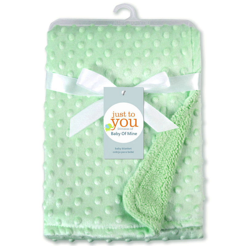 Pink minky dot baby blanket with fleece back