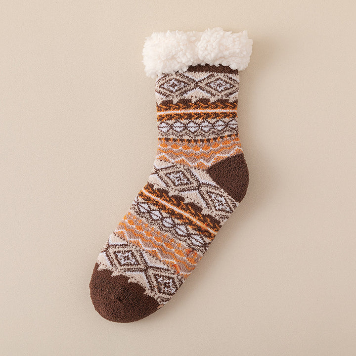 Nordic pattern fleece-lined lounge socks