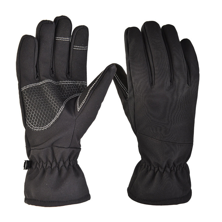 Black softshell winter gloves