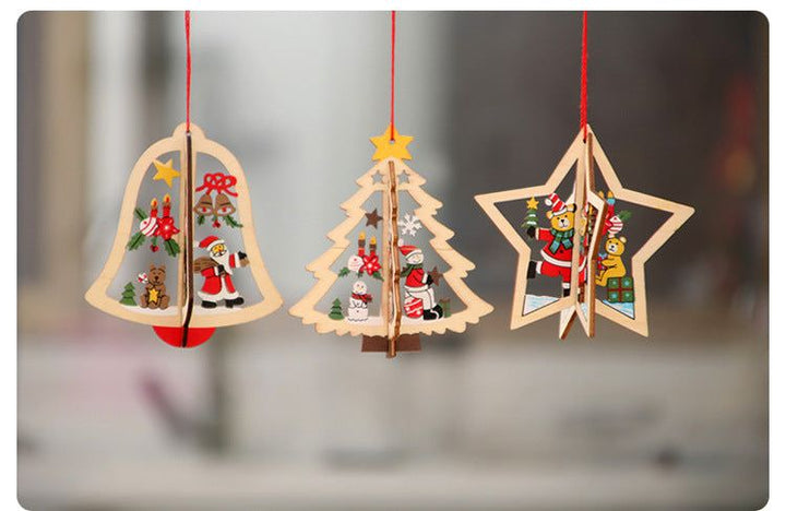 Colverro™ Laser-Cut 3D Wooden Christmas Ornaments – Star, Bell &amp; Bear
