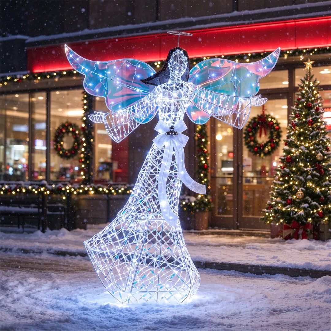 Lighted iridescent Christmas angel figure