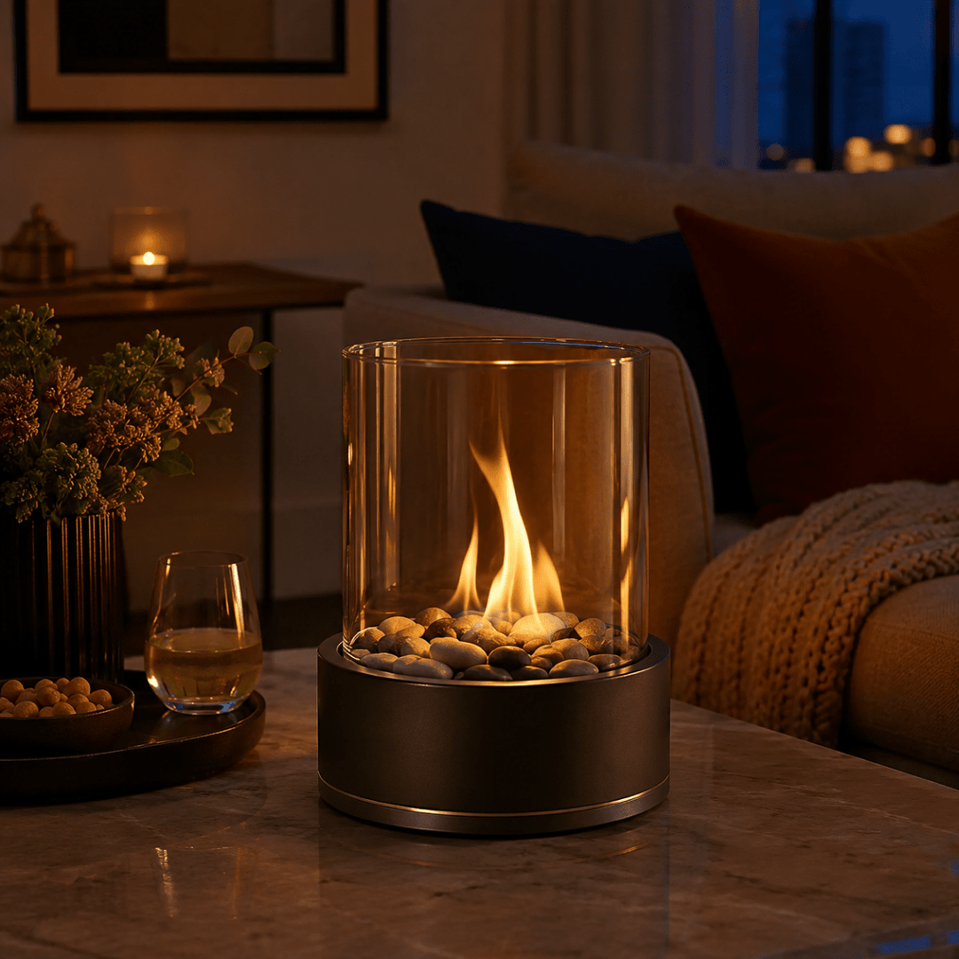 Colverro™ Tabletop Bioethanol Fire Pit with Real Flames and Glass Panels