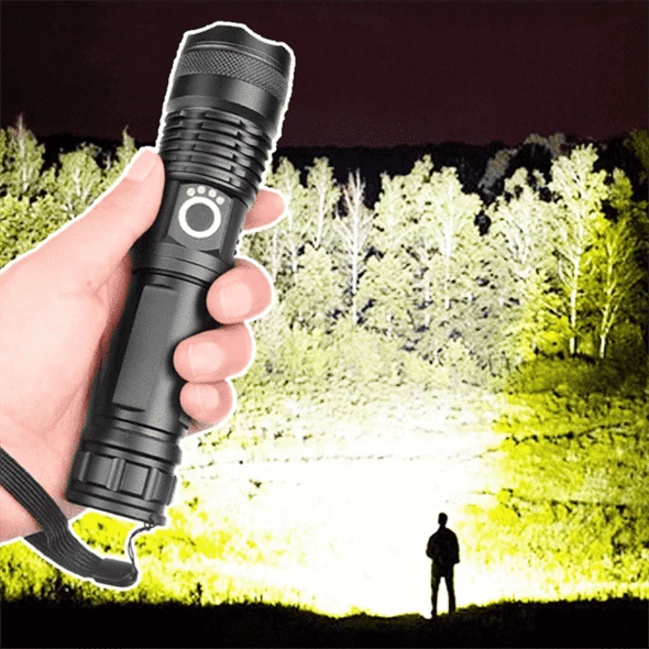 Colverro™ Rechargeable XHP50 LED Flashlight with Zoom and Battery Indicator