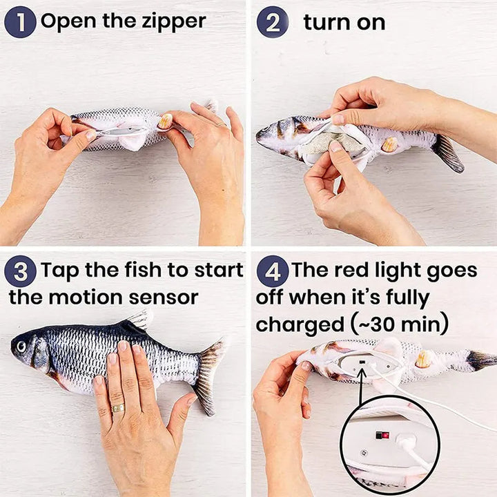 Colverro™ Flopping Fish Cat Toy, USB Rechargeable with Lifelike Wiggle