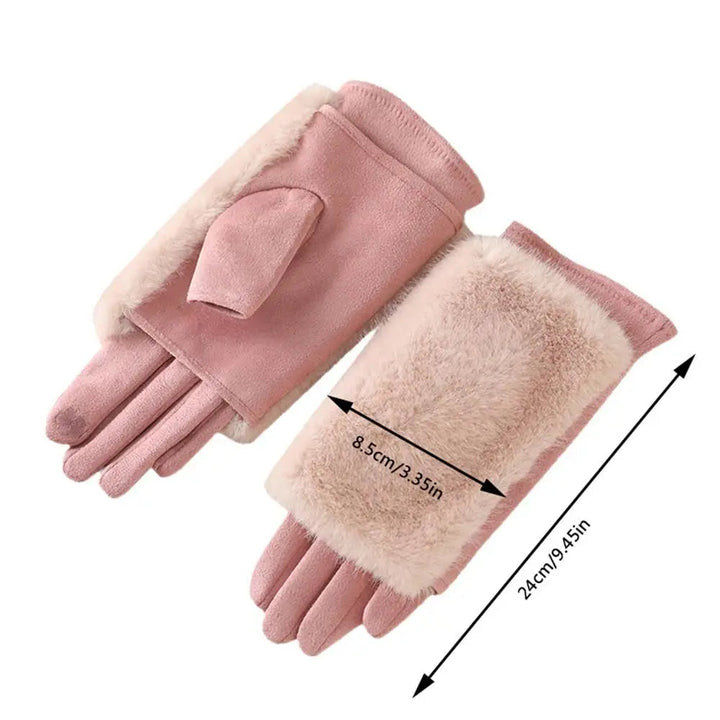 Colverro™ Suede Touchscreen Winter Gloves with Cozy Fur Trim