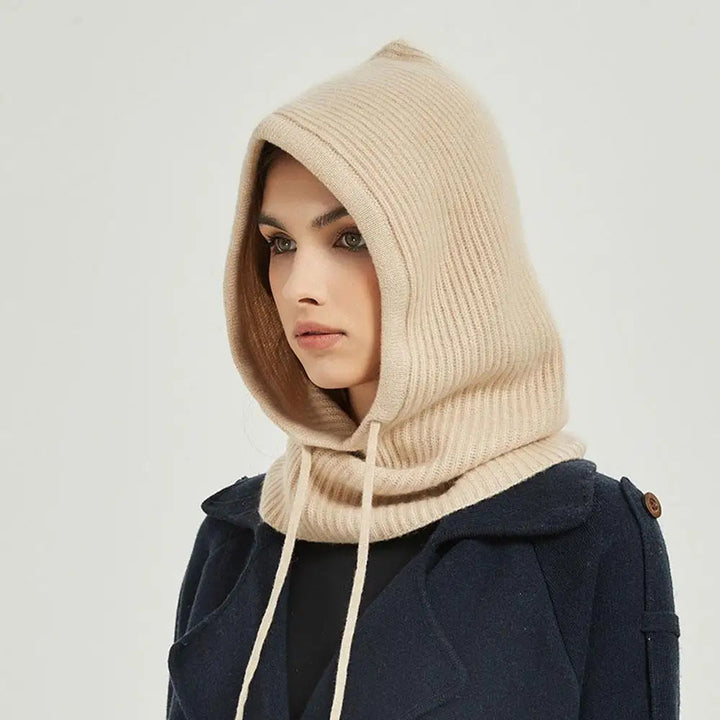 Colverro™ Cashmere Knit Hooded Balaclava with Built-In Neck Warmer