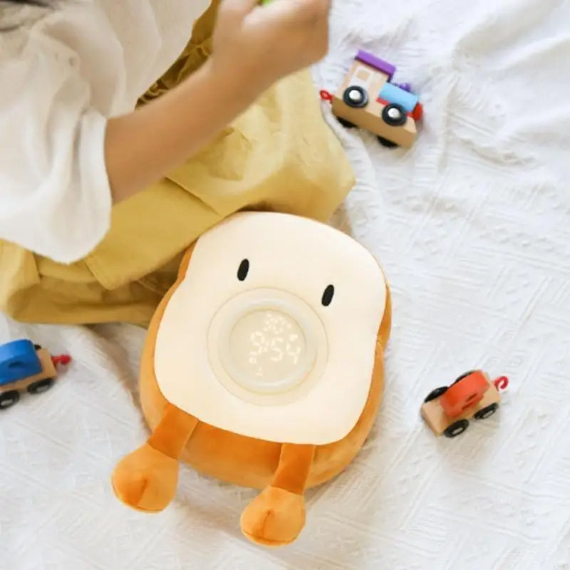 Colverro™ Toast Plush Alarm Clock with Dimmable Night Light and Phone Stand