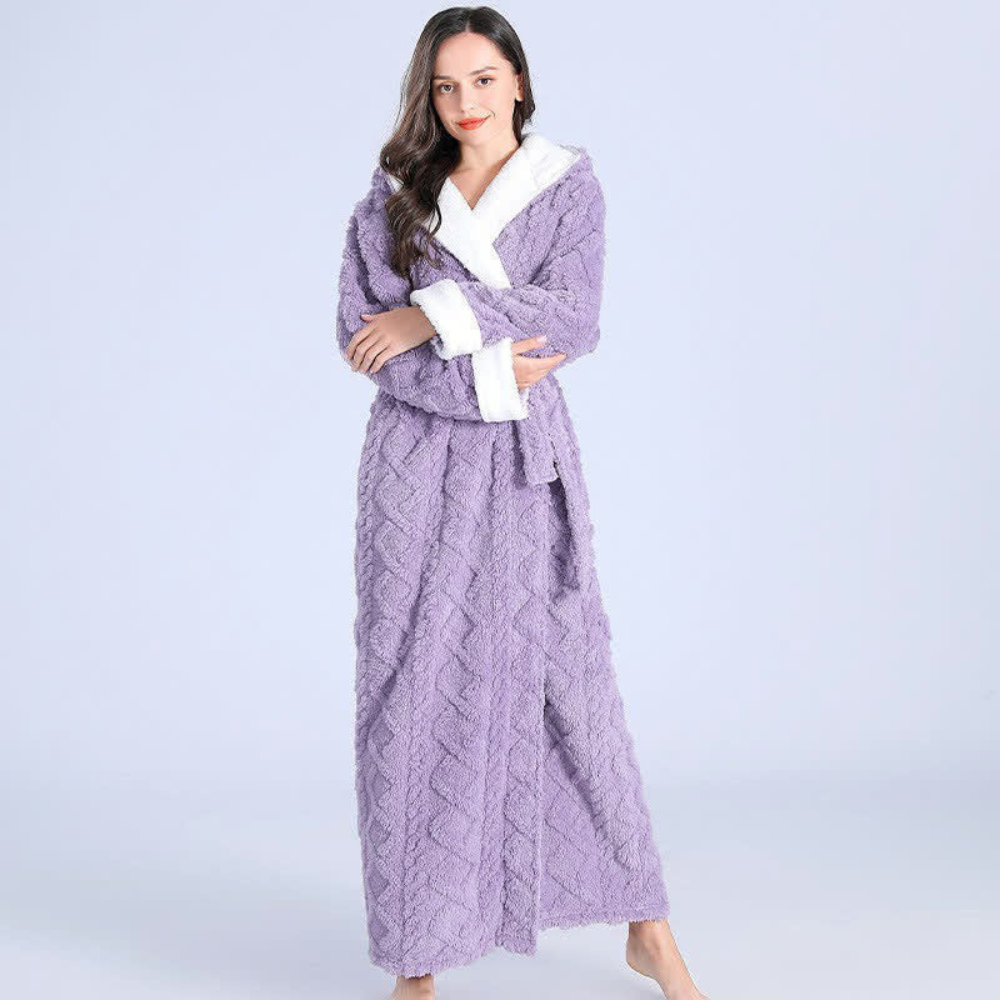 Colverro™ Long Plush Hooded Robe with Two Large Front Pockets