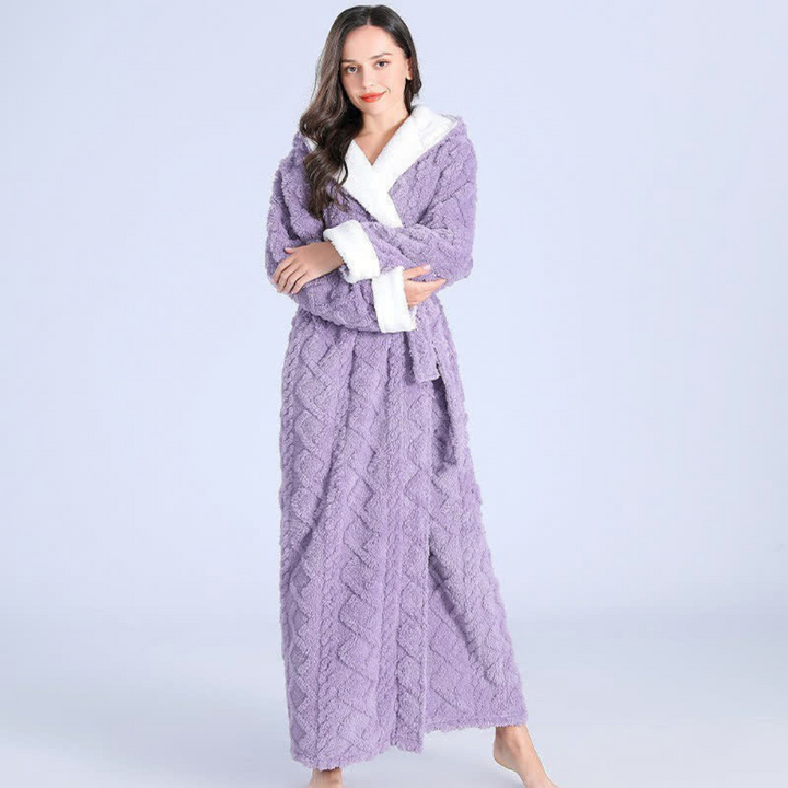 Colverro™ Long Plush Hooded Robe with Two Large Front Pockets