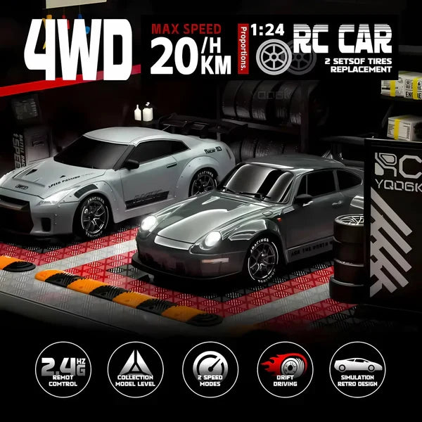 Colverro™ Retro 4WD Drift RC Car with LED Lights and Swappable Tires