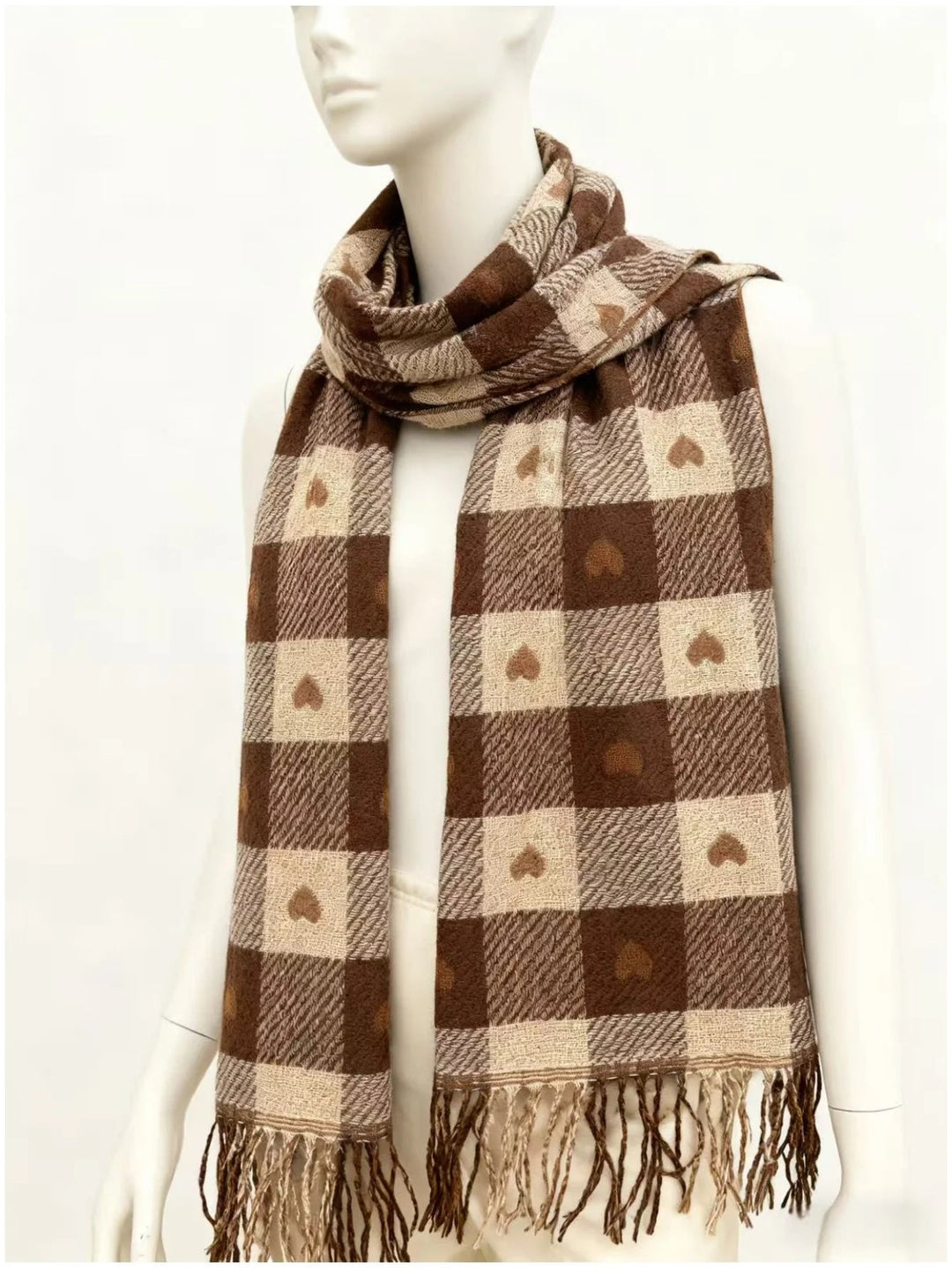 Colverro™ Plaid Heart Pattern Winter Scarf – Soft Wrap Shawl