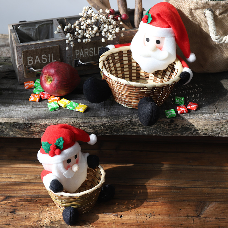 Colverro™ Woven Christmas Candy Basket with Embroidered Characters