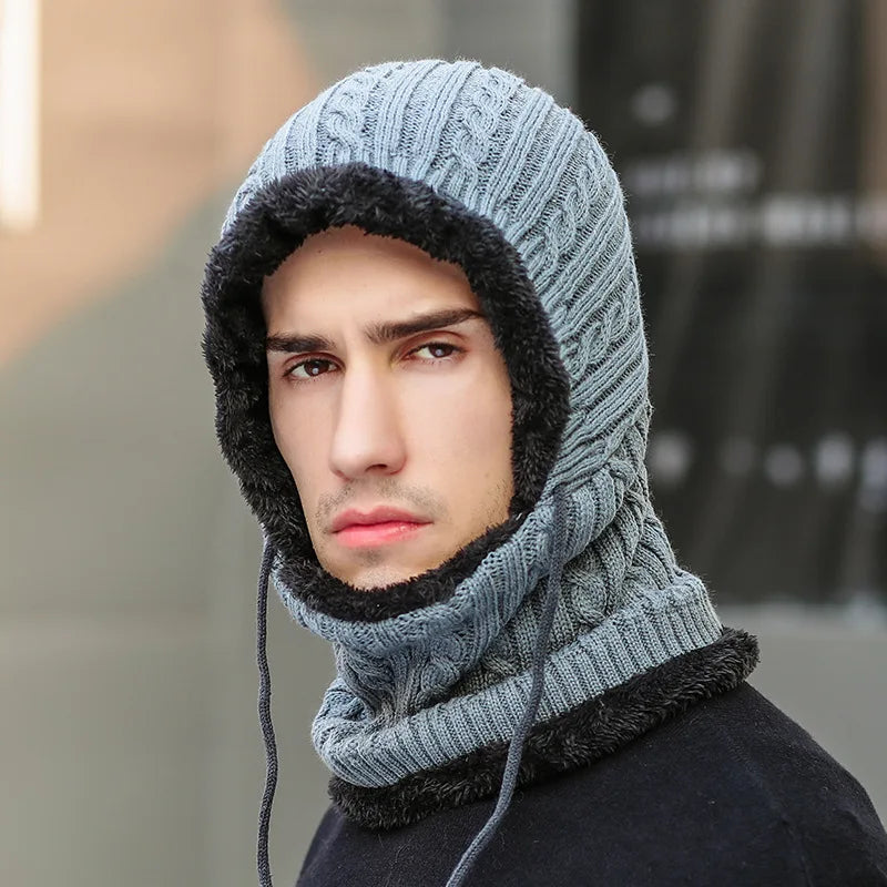 Colverro™ Knit Balaclava Hat with Attached Scarf and Fleece Lining