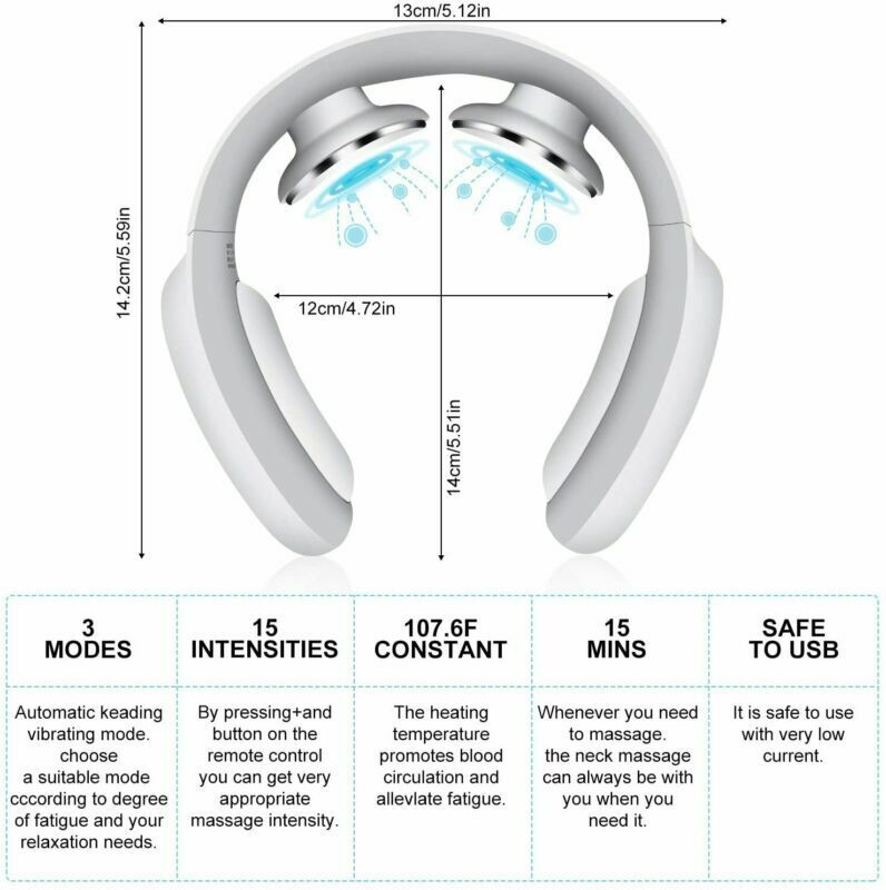 Colverro™ Cordless Pulse Neck Massager with Heat, 15 Intensities