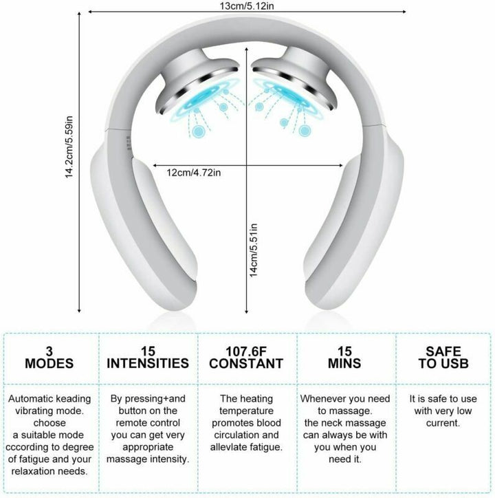 Colverro™ Cordless Pulse Neck Massager with Heat, 15 Intensities
