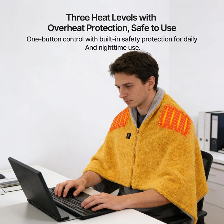 Colverro™ Sherpa &amp; Faux Fur USB Heated Throw with 3 Heat Levels