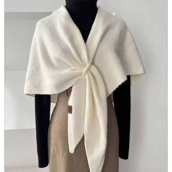 Colverro Wool Knit Triangle Shawl That Ties at the Front