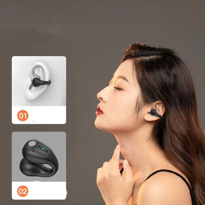 Open-ear clip-on wireless earbuds and case