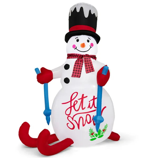 Colverro 6 ft Inflatable Snowman on Skis with Top Hat
