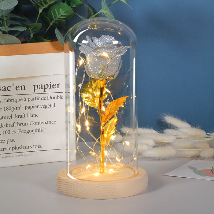 Colverro Preserved Rose in Glass Dome with LED Lights