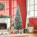 Slim flocked artificial Christmas tree