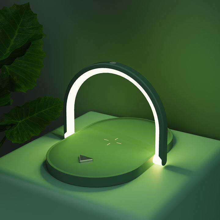 White foldable wireless charger lamp with phone