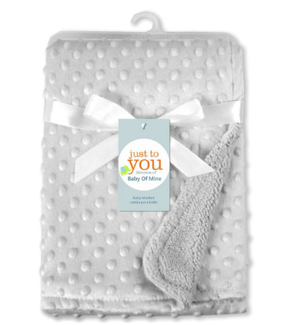 Pink minky dot baby blanket with fleece back
