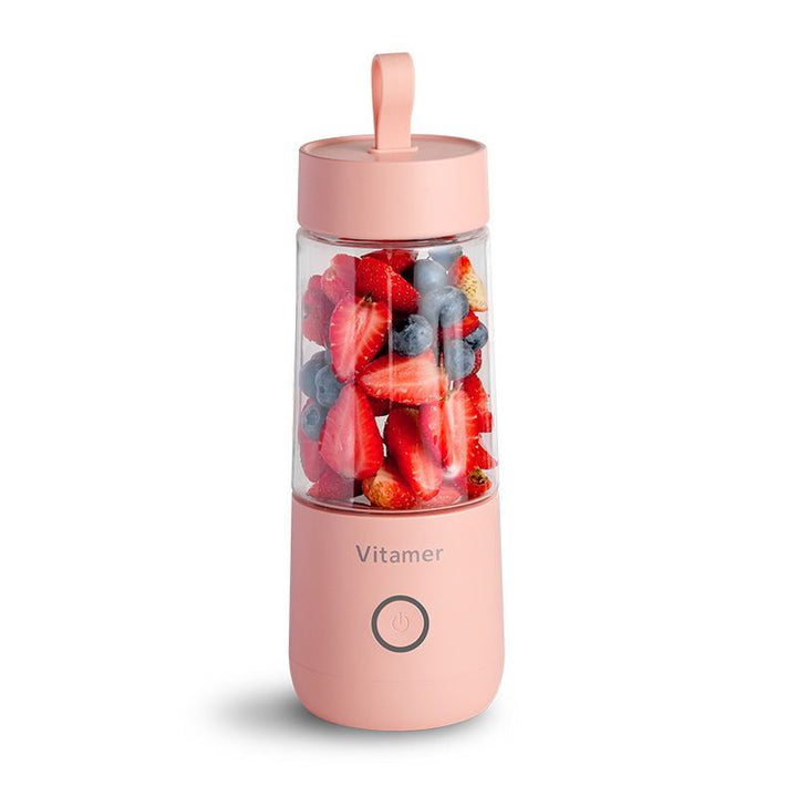 Pink portable blender bottle with USB charging