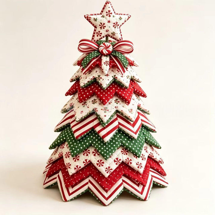 Quilted fabric Christmas tree with star topper