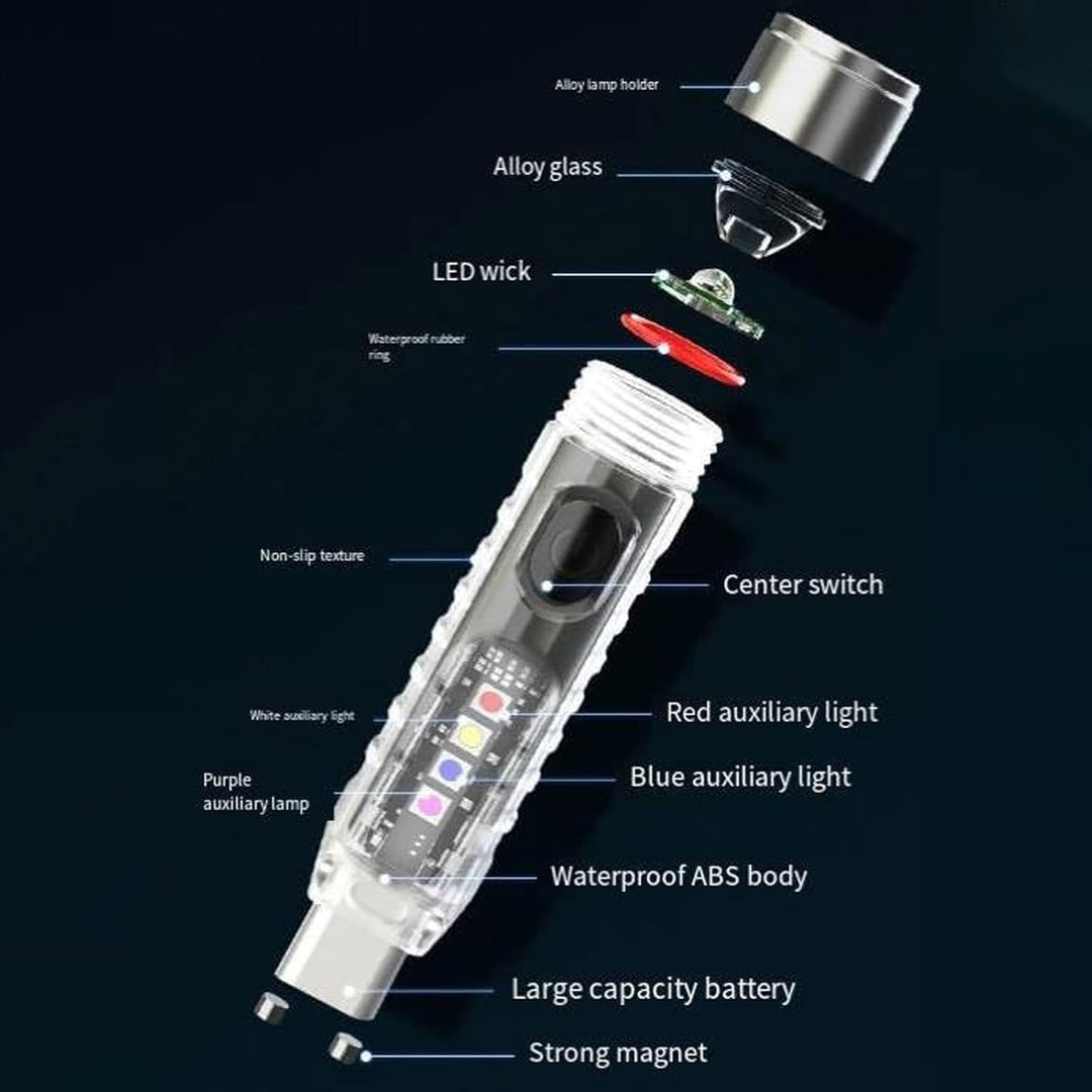 Colverro™ Rechargeable Keychain Flashlight with Magnetic Tail, 400 Lumens