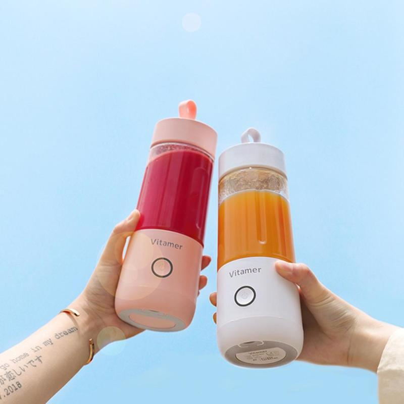 Pink portable blender bottle with USB charging