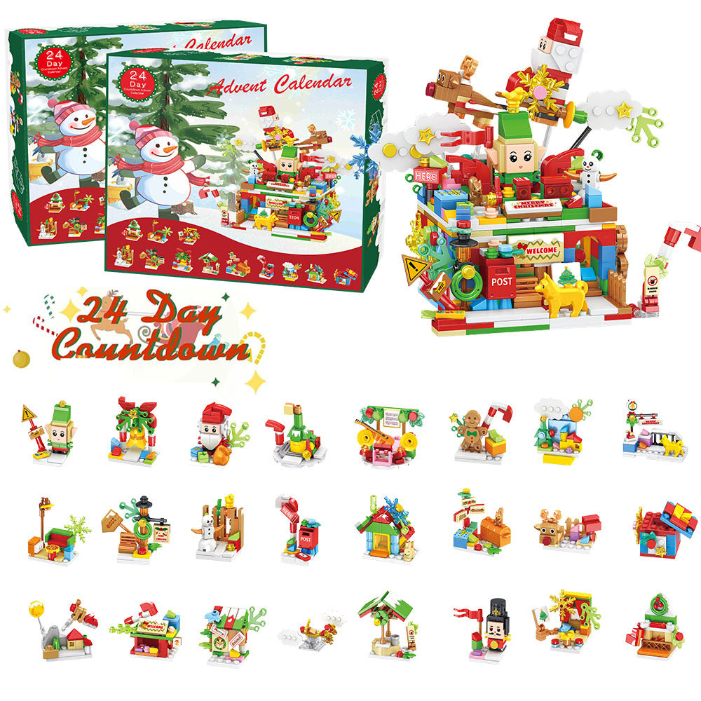 Christmas advent calendar with 24 mini brick building boxes