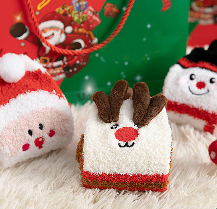 Kids fluffy Christmas reindeer socks