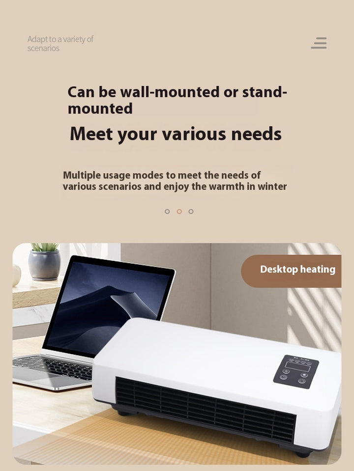 White wall-mounted warm air heater with towel rail