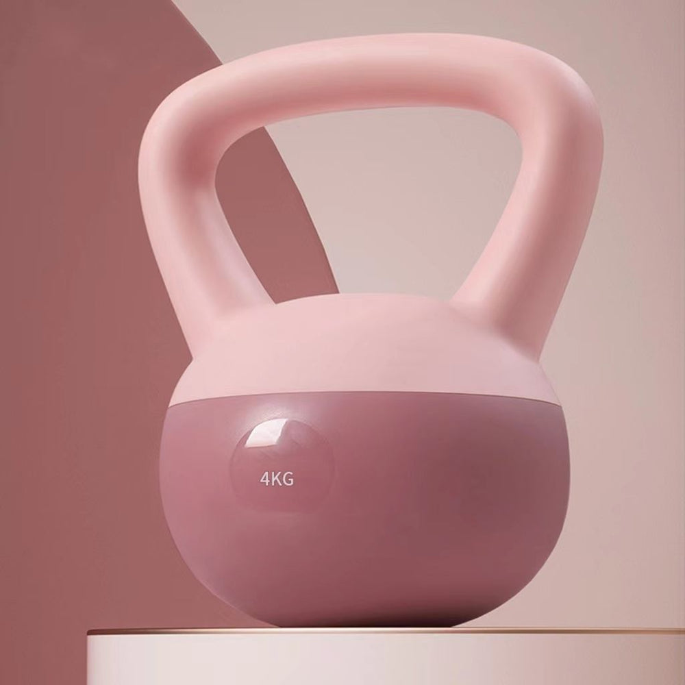 Light pink soft-shell kettlebell for home