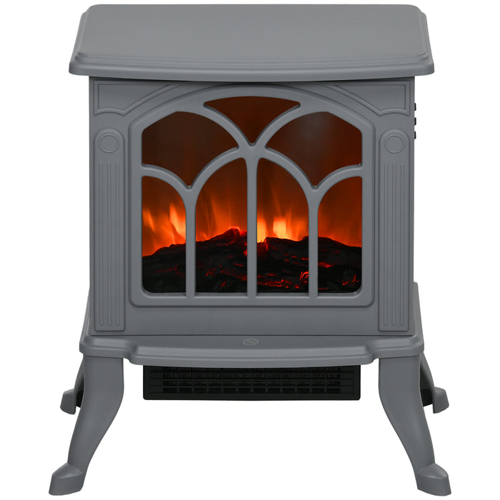 Colverro Gray Electric Fireplace Stove with Realistic Log Flames