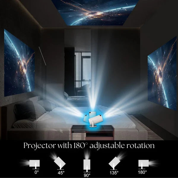 Colverro™ Smart 4K Projector with 180° Swivel Stand and Bluetooth Sound
