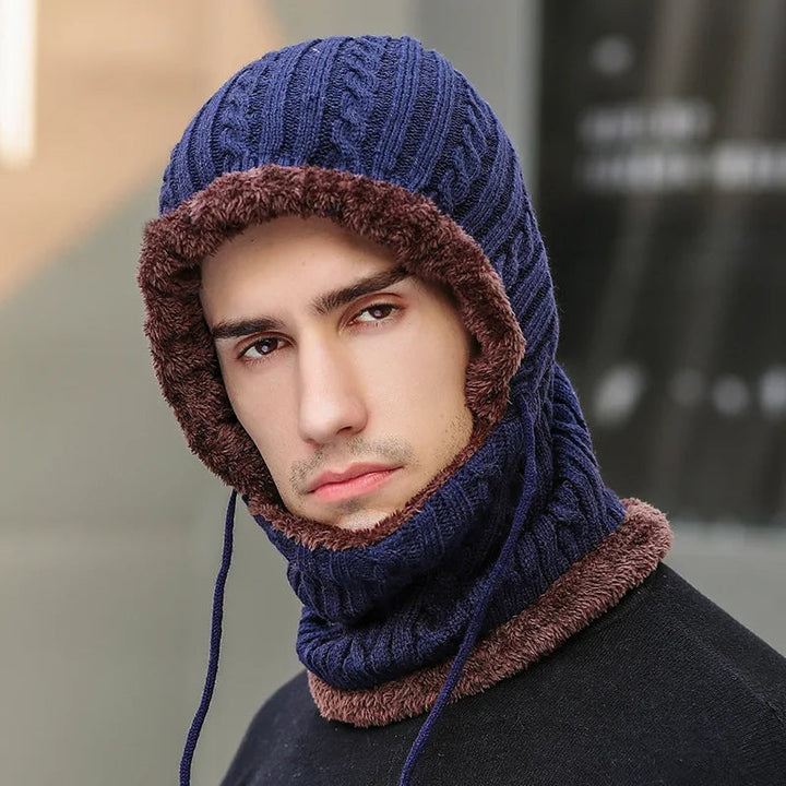 Colverro™ Knit Balaclava Hat with Attached Scarf and Fleece Lining