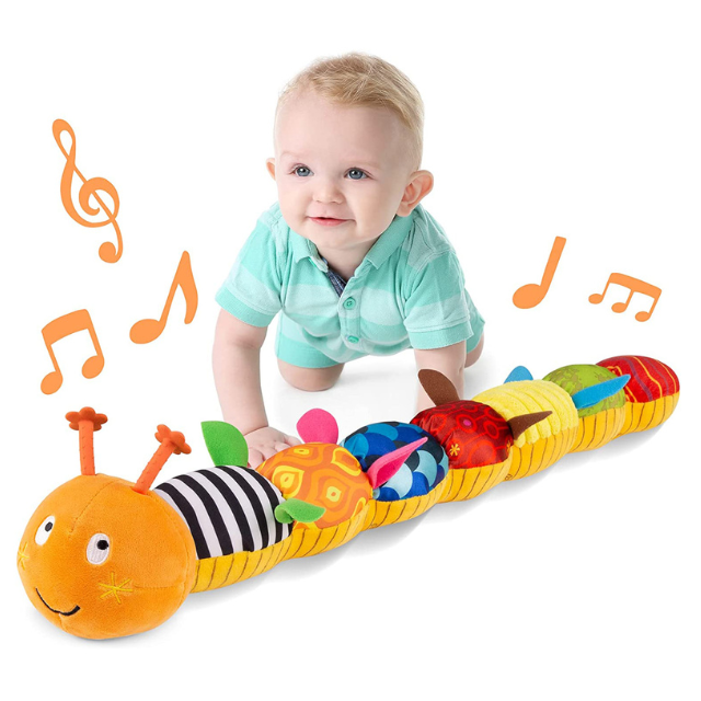 Colverro™ Musical Caterpillar Rattle Plush with Crinkle Textures