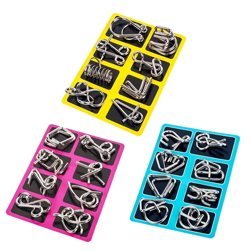 Colverro™ 8-Piece Metal Puzzle Ring Set – Brain Teasers for Kids and Adults