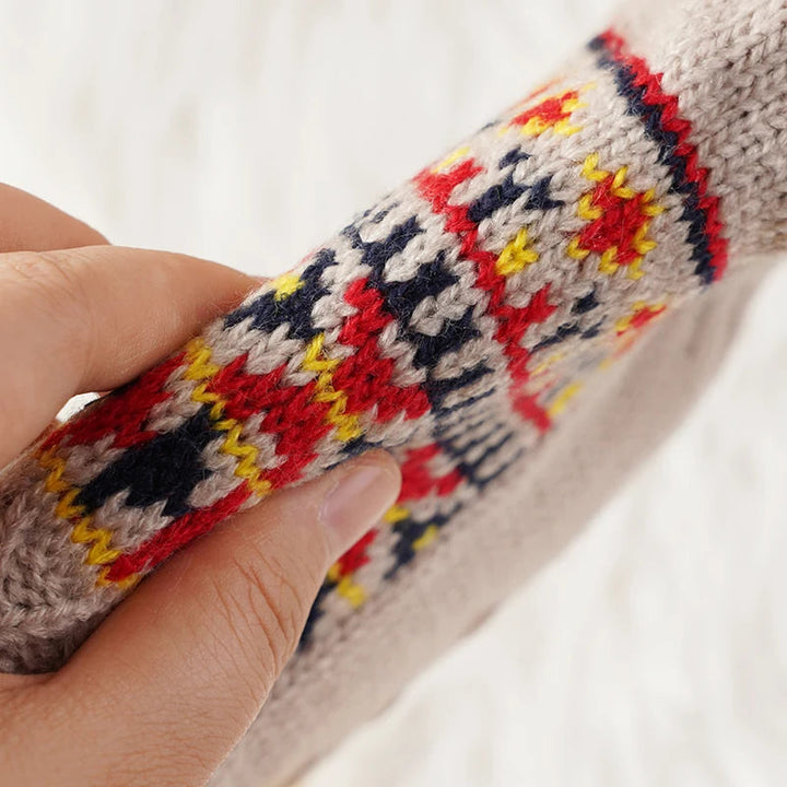 Colverro™ Snowflake Knit Fleece-Lined Socks with Non-Slip Grip Soles